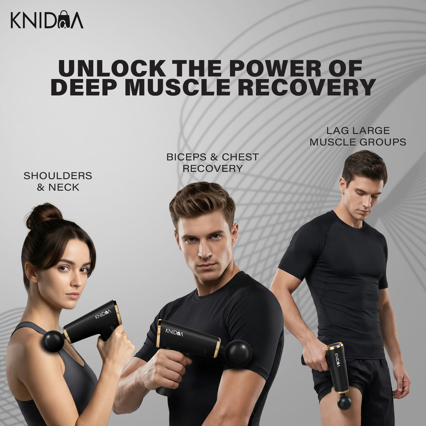 Gun Massager machine for Full Body Pain Relief of Neck, Shoulder, Back, Arm & Foot for Men & Women | 3200 RPM Premium Deep Tissue Massage Gun with LCD Touch Screen | 4 Removable Heads | 32 Speed Levels | Lightweight with Non-Slip Handle