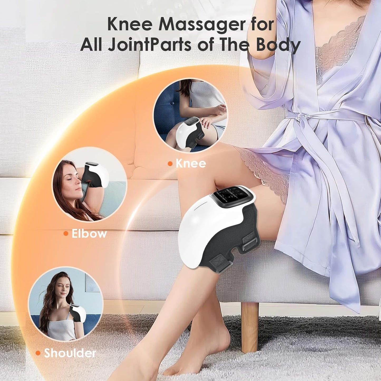Knee Massager for Joint Pain Relief with Heat, Rechargeable Red Light Vibration Knee Arthritis Massage Physiotherapy Machine for Women, Elder Age, Men - 1 Year Warranty