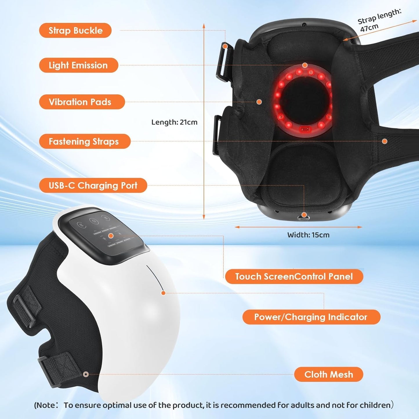 Knee Massager for Joint Pain Relief with Heat, Rechargeable Red Light Vibration Knee Arthritis Massage Physiotherapy Machine for Women, Elder Age, Men - 1 Year Warranty