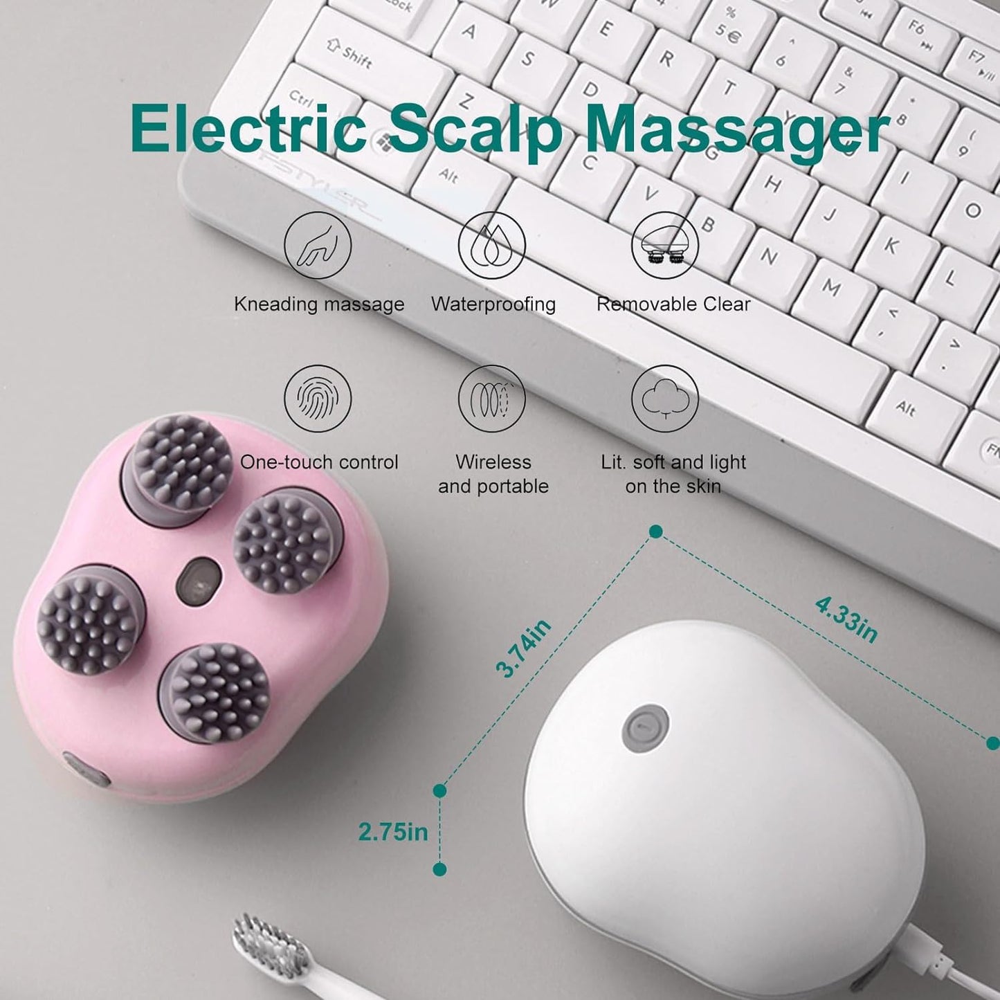 Scalp Massager | Advance Red Light Therapy for Boost Growth Fall Control Therapy | 3 Speed Mode Handheld,Portable,Scalp Scratcher Body Massage for Growth,Deep Clean & Stress Relaxation