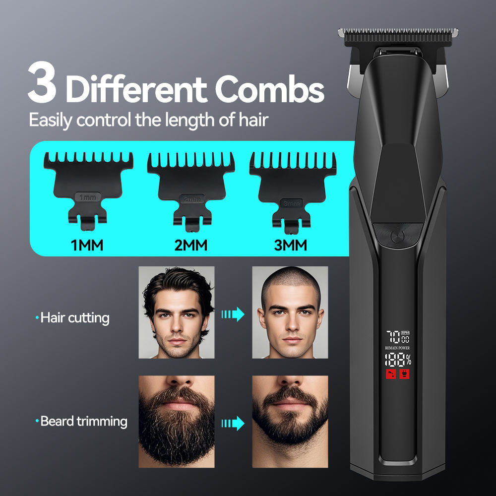 Professional Beard Trimmer For Men, 2X Fast Charging, USB Type C, 120 Min Runtime, Hair Trimmer, Shaving Machine, Cordless Beard, 3 length Settings